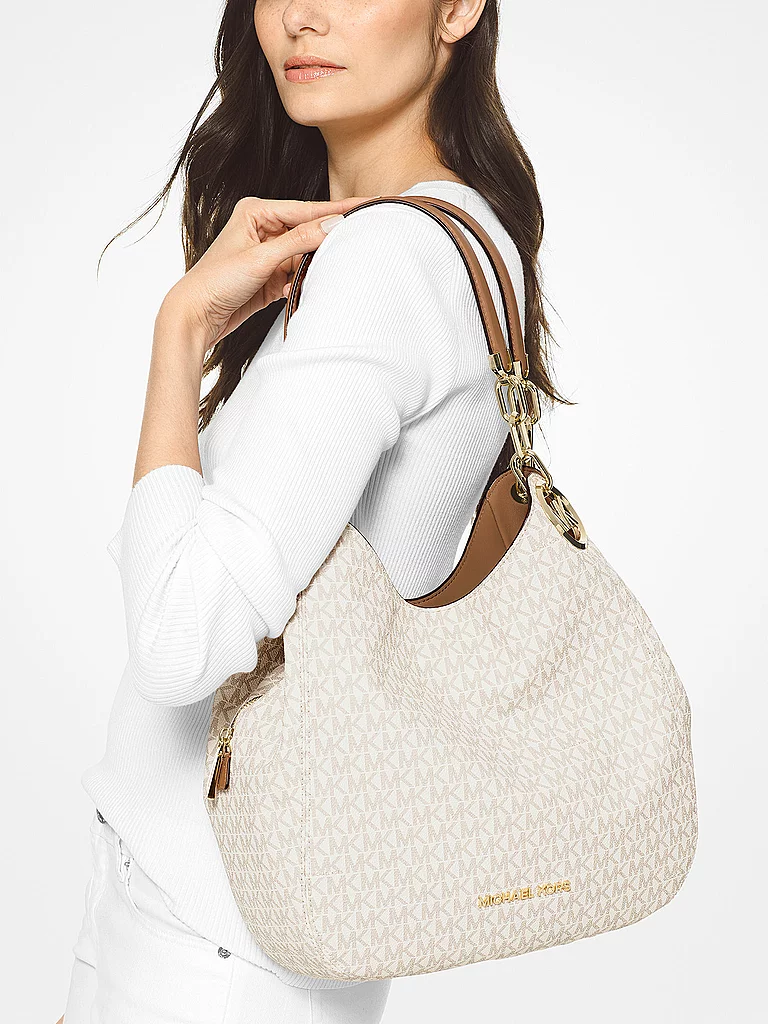 Michael Kors Lillie Große Schultertasche Weiß 2